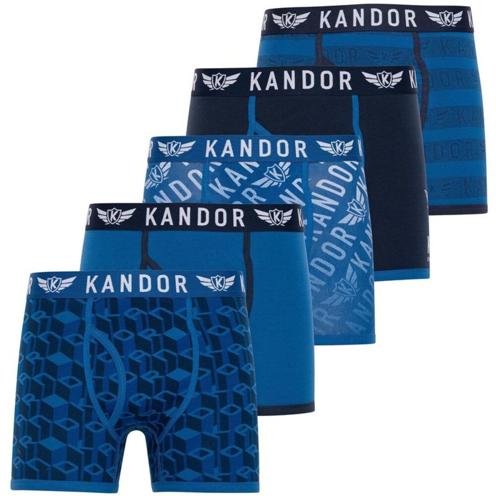 Kandor Mens Lingo Boxer Shorts (Pack of 5) / Blue